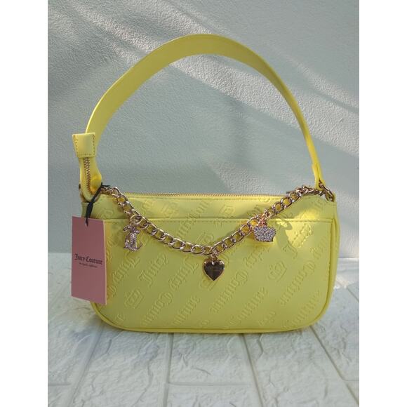 Juicy Couture Shoulder Bag $79 Yellow New Collection Pendants Chain NWT - Picture 1 of 10
